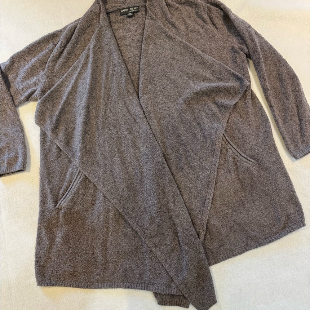 Grey Long Sleeve Open Front Cardigan by Barefoot Dreams
